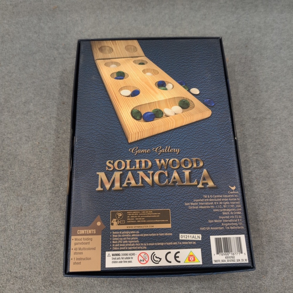 Cardinal Game Gallery Solid Wood Mancala Folding Board Game with Glass Stones - Picture 2 of 4